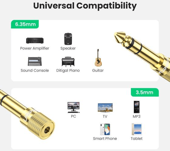 Adaptateur Ugreen audio 6.5mm Male vers 3.5mm Female (20503) — image 3