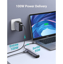 Hub USB-C Ugreen 5 en 1 Supporte PD (Power Delivery) 100W Recharge (10919)