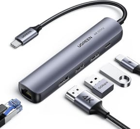 Hub USB-C Ugreen 5 en 1 Supporte PD (Power Delivery) 100W Recharge (10919)