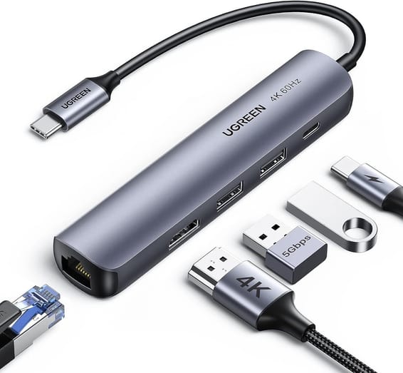 موزع USB-C Ugreen 5 في 1 يدعم شحن PD (Power Delivery) 100W (10919)