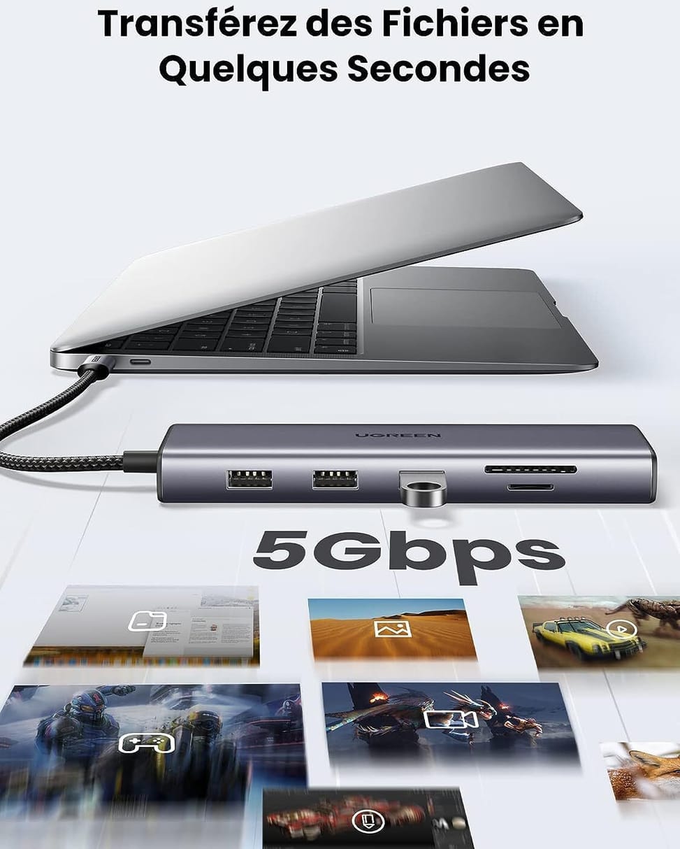Hub USB-C Ugreen 10 en 1 Supporte PD 100W Recharge (80133) — image 7