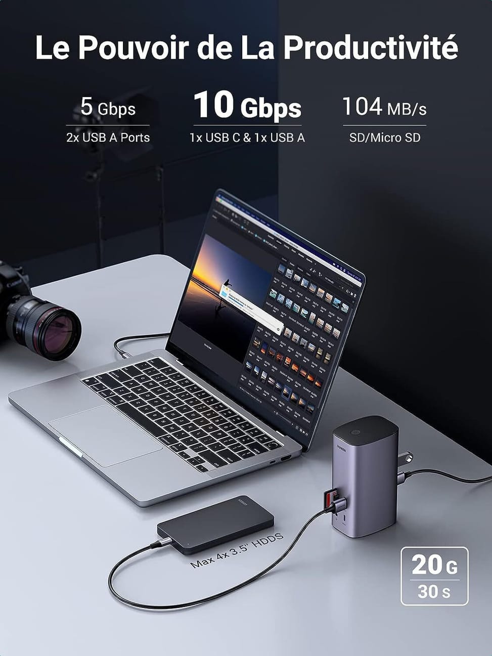 Hub USB-C Ugreen Revodok 12 en 1 Supporte PD (Power Delivery) 100W Recharge (90325) — image 5
