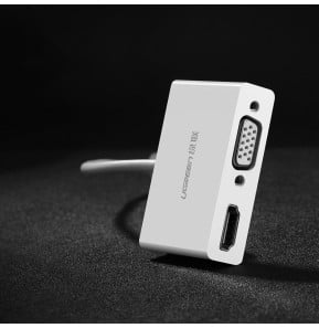 Adaptateur Ugreen convertisseur vidéo USB Type C - HDMI / VGA blanc (30843)