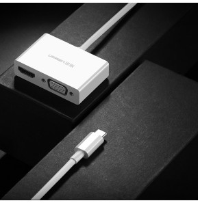 Adaptateur Ugreen convertisseur vidéo USB Type C - HDMI / VGA blanc (30843)