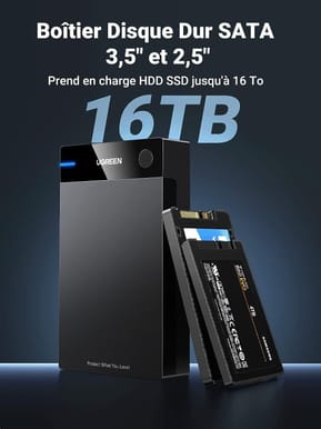 Boitier externe Ugreen USB 3.0 SATA 2.5 et 3.5 HDD/SSD (50422) — image 6
