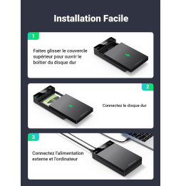 Boitier externe Ugreen USB 3.0 SATA 2.5 et 3.5 HDD/SSD (50422)