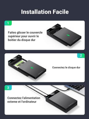 Boitier externe Ugreen USB 3.0 SATA 2.5 et 3.5 HDD/SSD (50422) — image 3