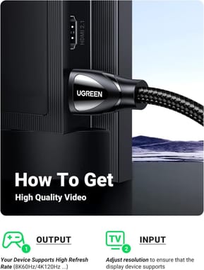 Câble Ugreen HDMI 2.1 Male vers Male - 2 mètres (80403) — image 2