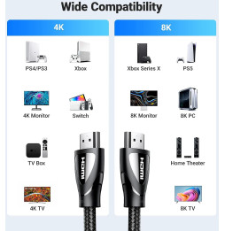 Câble Ugreen HDMI 2.1 Male vers Male - 2 mètres (80403)