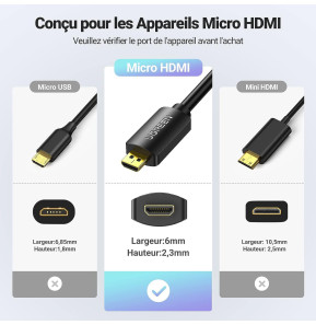 Câble Ugreen Micro HDMI vers HDMI Female  (20134)