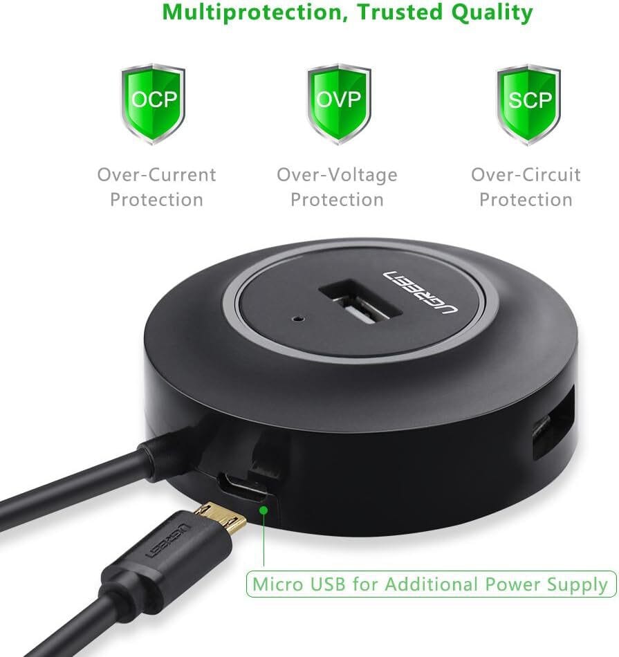 موزع USB 2.0 Ugreen 4 منافذ - 1M (20277) — صورة 4