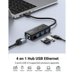 Adaptateur Ugreen USB 3.0 vers Ethernet RJ45 à 100Mbps (20256) - Digistar  Maroc