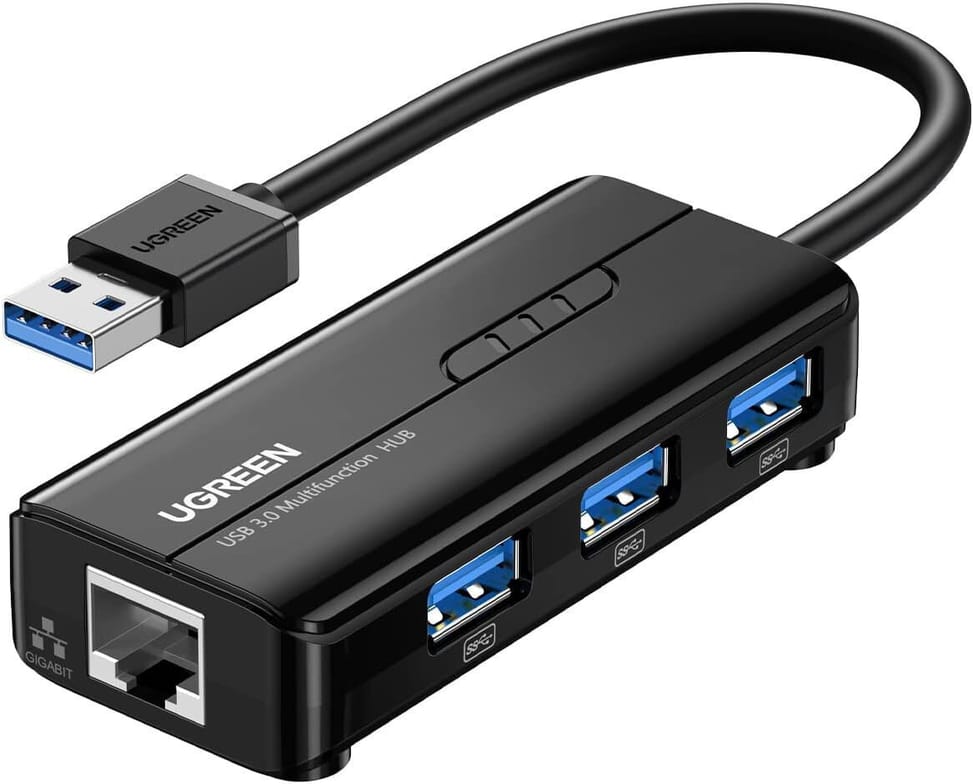 موزع USB 3.0 Ugreen 4 في 1 بمنفذ RJ45 (20265) — صورة 1