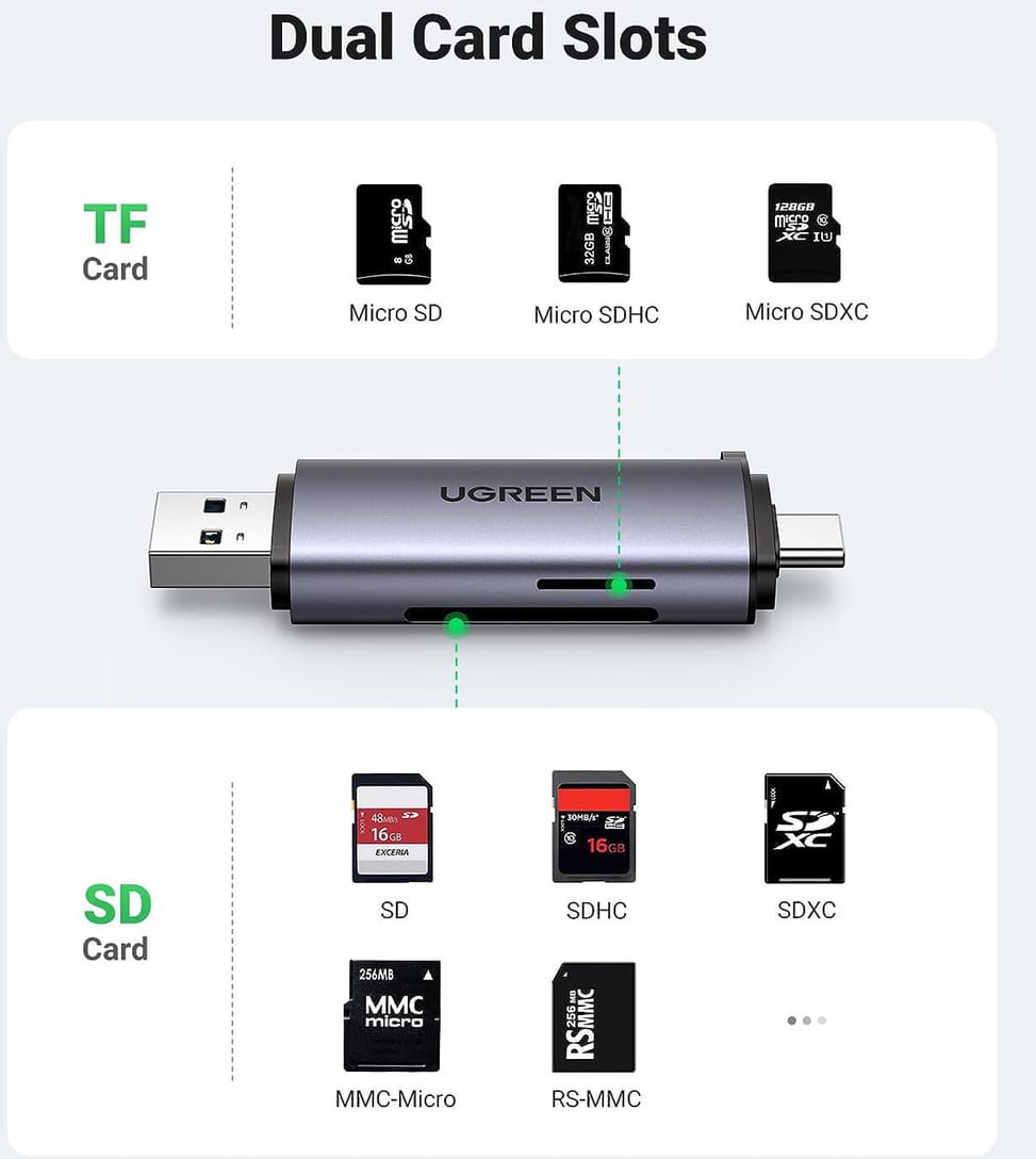 Lecteur de Carte SD Ugreen USB C USB 3.0 2 en 1 Adaptateur de Carte SD en Aluminium (50706) — image 2