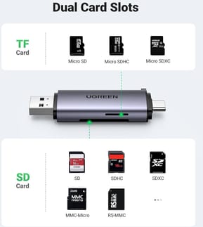 Lecteur de Carte SD Ugreen USB C USB 3.0 2 en 1 Adaptateur de Carte SD en Aluminium (50706) — image 2