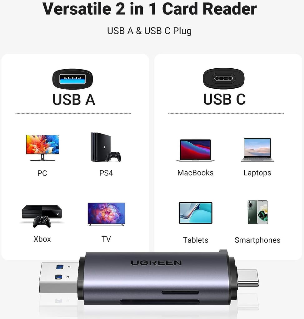 Lecteur de Carte SD Ugreen USB C USB 3.0 2 en 1 Adaptateur de Carte SD en Aluminium (50706) — image 5