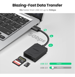 Lecteur carte mémoire SD/TF Ugreen  USB 3.0 2 en 1 (20250)