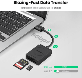 Lecteur carte mémoire SD/TF Ugreen USB 3.0 2 en 1 (20250) — image 3