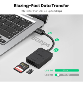 Lecteur carte mémoire SD/TF Ugreen  USB 3.0 2 en 1 (20250)