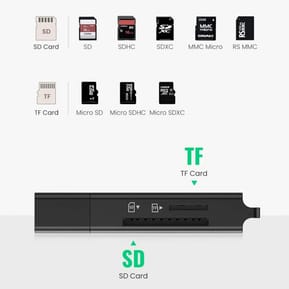 Lecteur carte mémoire SD/TF Ugreen USB 3.0 Noir (40752) — image 2