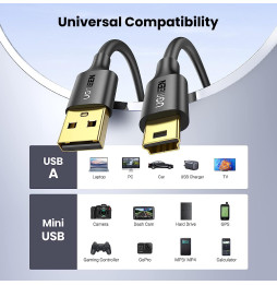Câble Ugreen USB 2.0 vers Mini USB 5 Pin - 2 mètres (30472)