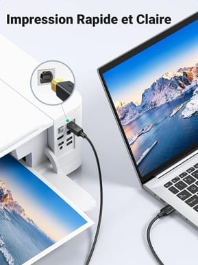 Câble Ugreen imprimante USB 2.0 A Mâle vers USB B Mâle - 2 mètres (20847) — image 3