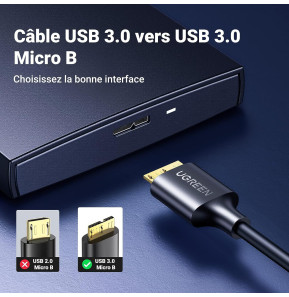 Câble Ugreen USB 3.0 vers Micro USB 3.0 1.5M (10840)