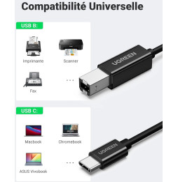 Adaptateur USB C Vers USB B - Pour Imprimante, Piano MIDI | Convertisseur Prise Type C