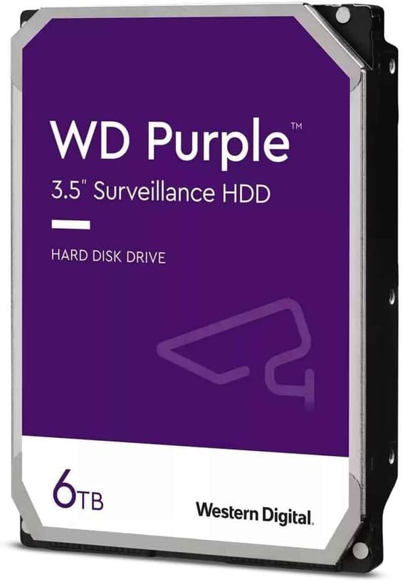 Disque dur interne 3.5" Western Digital Purple 6 To pour systèmes de vidéo surveillance et de sécurité (WD64PURZ)