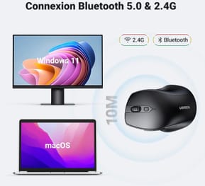 Souris sans fil Bluetooth Ugreen Silencieuse Ergonomique 2,4GHz (90395) — image 2