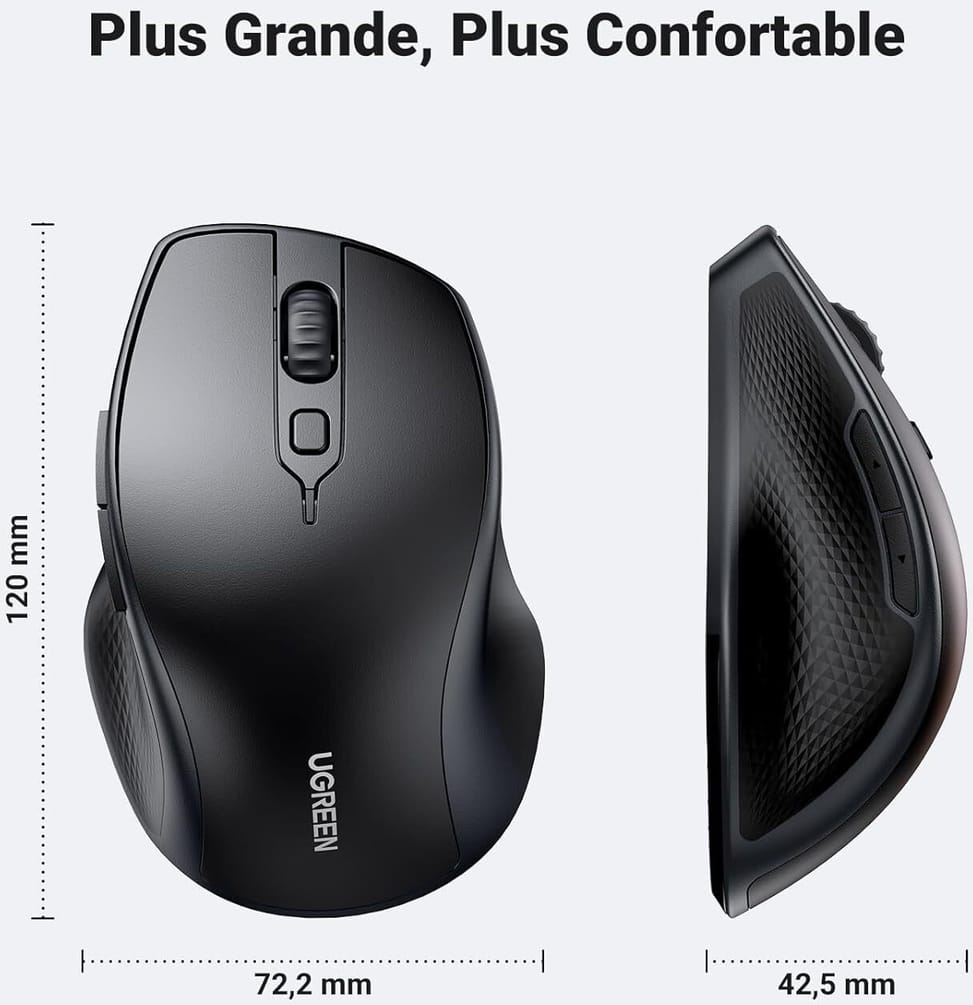 Souris sans fil Bluetooth Ugreen Silencieuse Ergonomique 2,4GHz (90395) — image 4