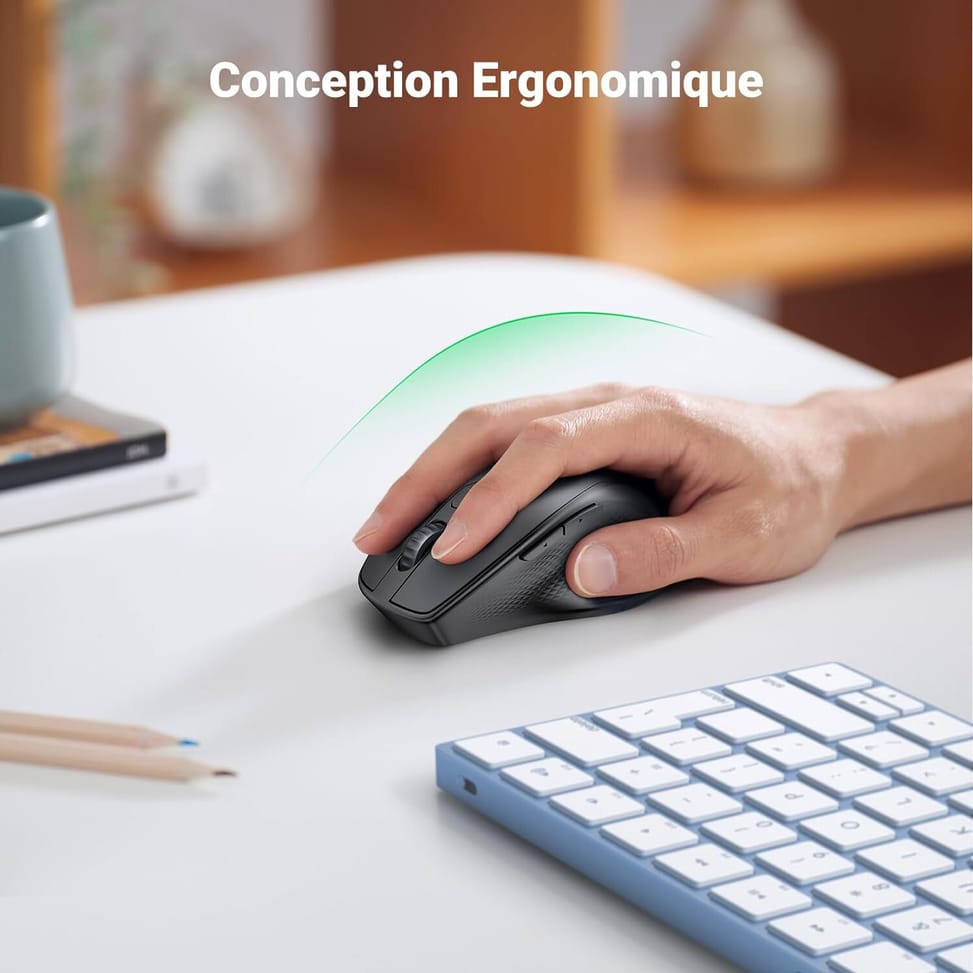 Souris sans fil Bluetooth Ugreen Silencieuse Ergonomique 2,4GHz (90395) — image 3