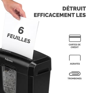 Destructeur Fellowes Powershred® 6C — Sécurité P-4 · 11 L · 6 feuilles/passage — image 3