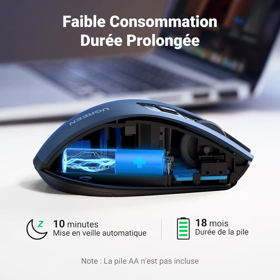 Souris sans fil Ugreen Design Ergonomique 2.4 - Blue (15064) — image 5