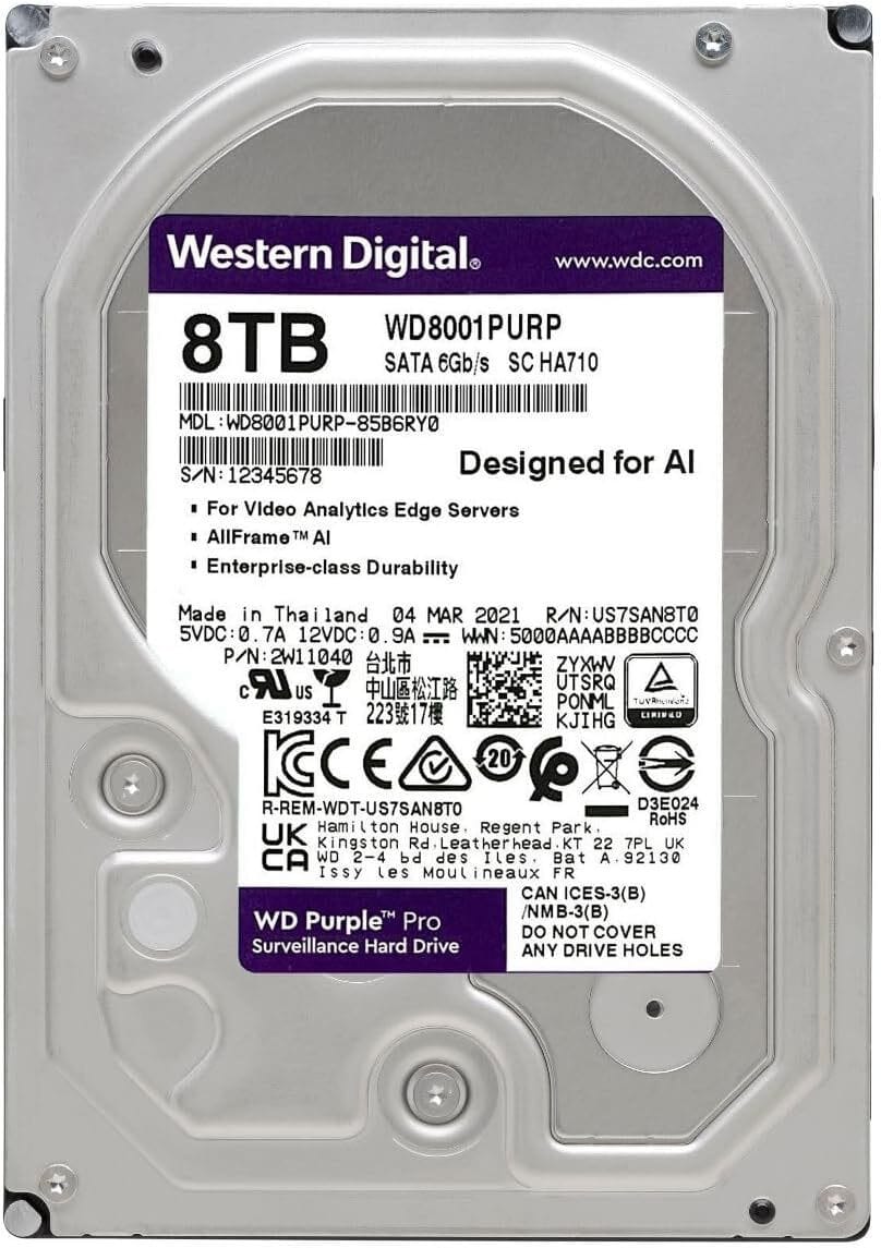 Disque dur interne 3.5" Western Digital Purple Pro 8 To pour la vidéo intelligente (WD101PURP) — image 2