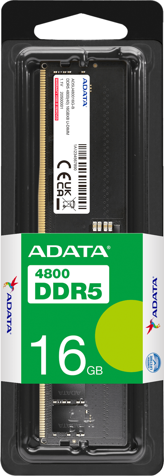 Barrette mémoire ADATA U-DIMM 16GB DDR5-4800 MHz - PC bureau (AD5U480016G-S)