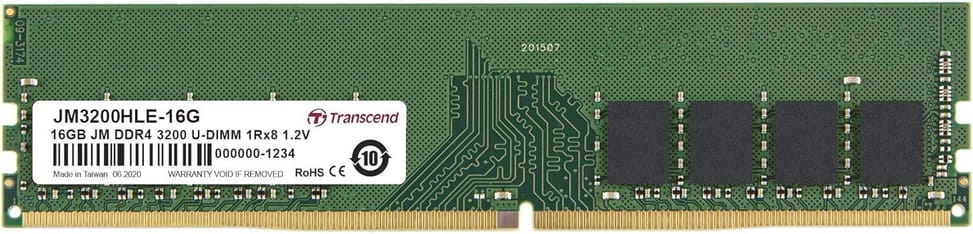 Barrette mémoire Transcend U-DIMM 16GB DDR4-3200 MHz - Pc Bureau (JM3200HLE-16G) — image 1