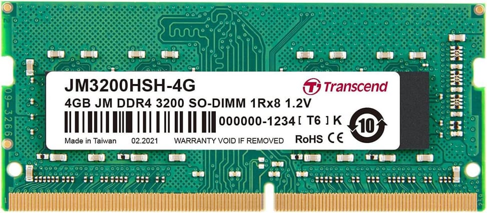 Barrette mémoire Transcend SO-DIMM 4GB DDR4-3200 MHz - Pc Portable (JM3200HSH-4G) — image 1