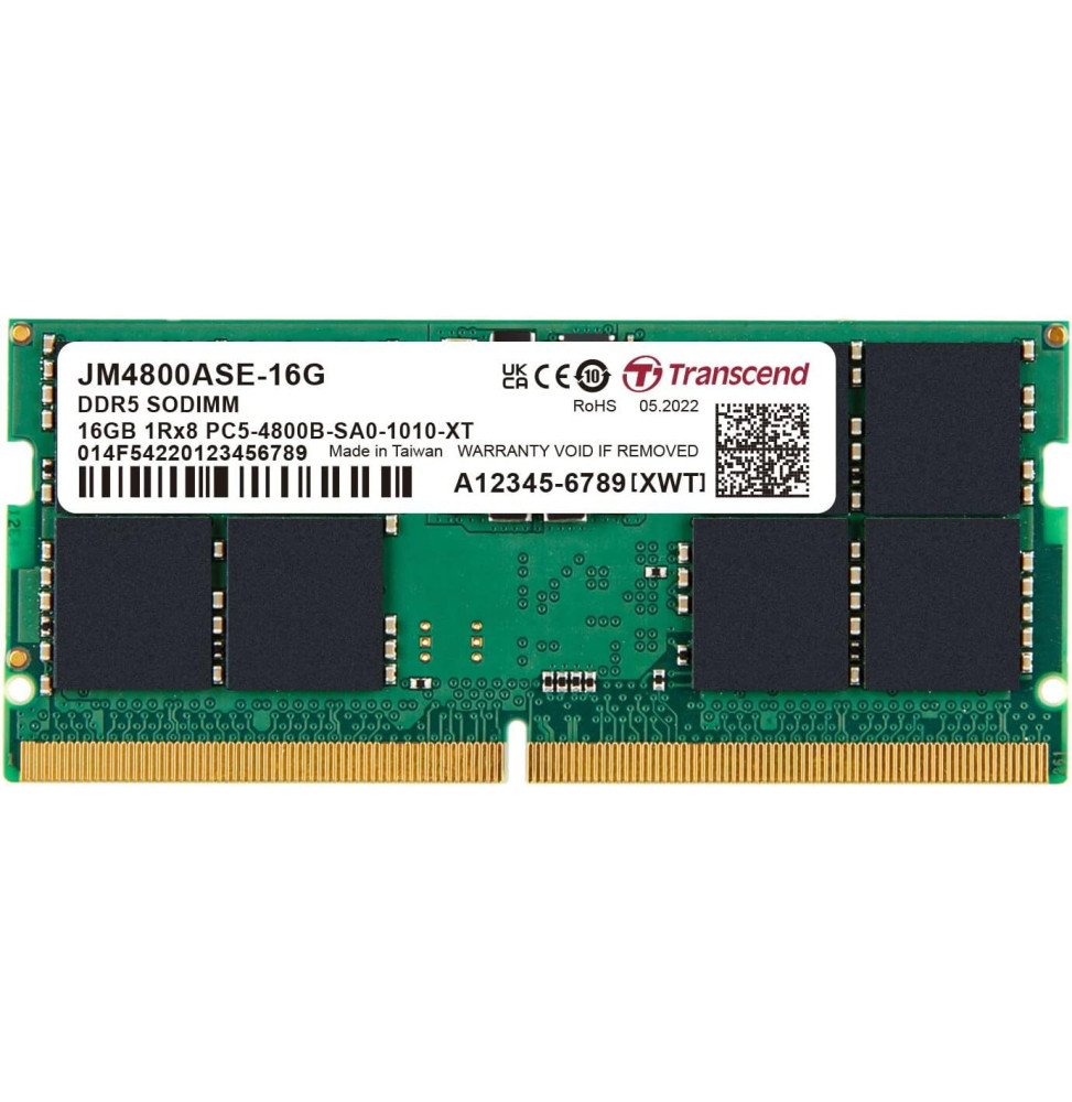Barrette mémoire Transcend SO-DIMM 16GB DDR4-3200 MHz - Pc Portable  (JM3200HSE-16G) prix Maroc