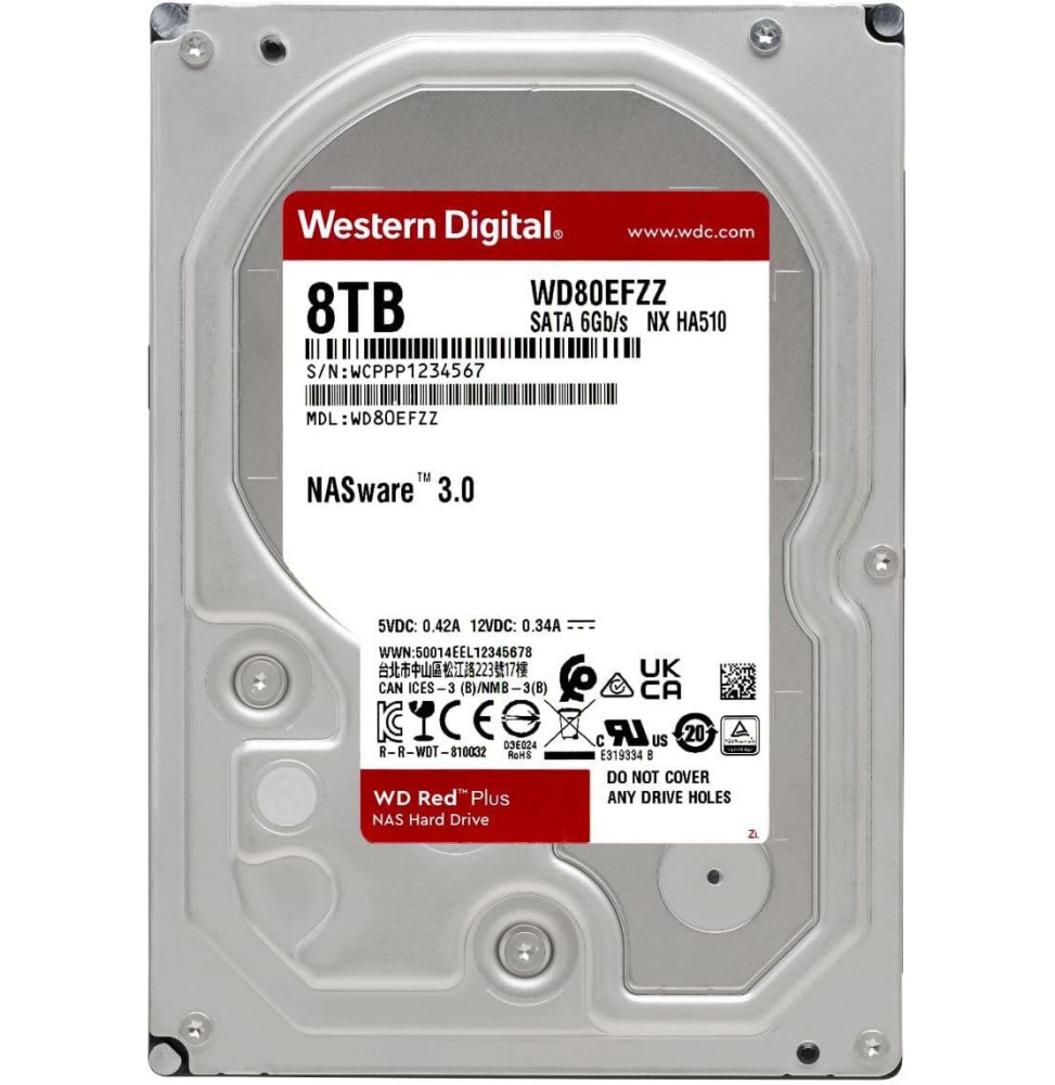 Disque dur interne 3.5 Western Digital Red Plus 8 To pour NAS