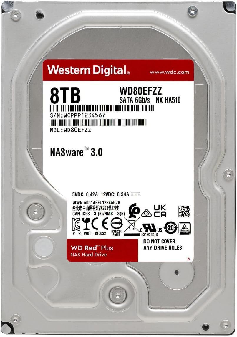 Disque dur interne 3.5 Western Digital Red Plus 8 To pour NAS (WD80EFZZ)  prix Maroc