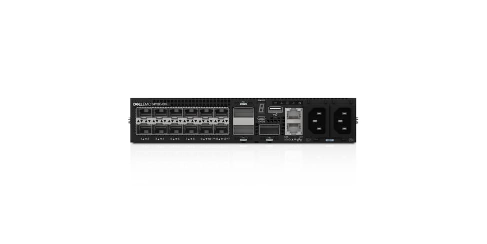 DELL S-Series S4112 Géré L2/L3 1U Noir L2/L3, 12 x 10GbE SFP+, 3 x 100GbE QSFP28, 1U, 2 x PSU, OS10 (210-AOYR) — image 1