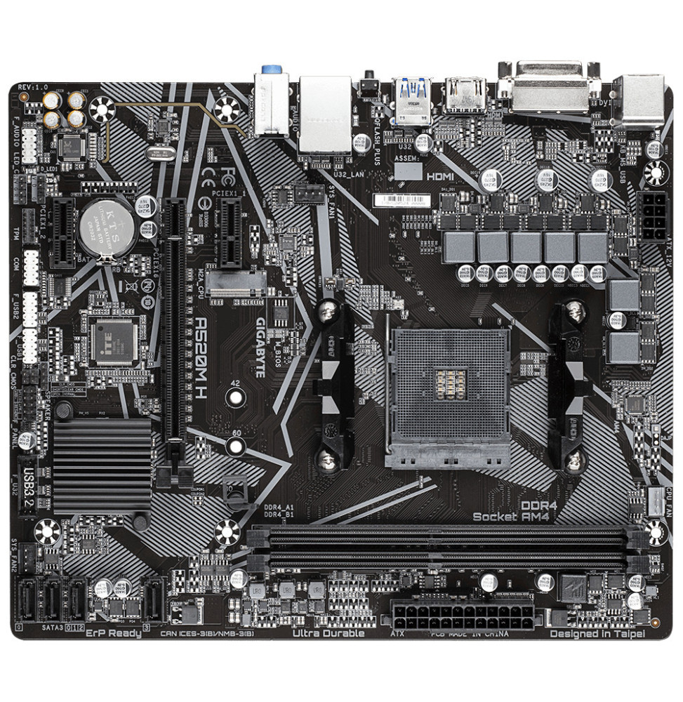 Gigabyte A520M H (rev. 1.0) AMD A520 Emplacement AM4 micro ATX (A520M)