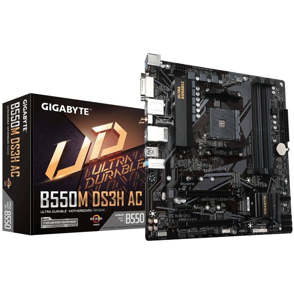Gigabyte B550M DS3H AC AMD B550 Emplacement AM4 micro ATX (GA-B550M-DS3H-AC) — image 1