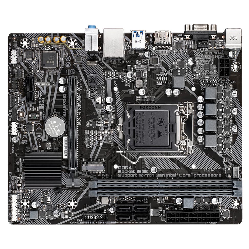 Gigabyte H510M H V2 carte mère Intel H510 Express LGA 1200 (Socket H5) micro ATX (H510M H V2) — image 3