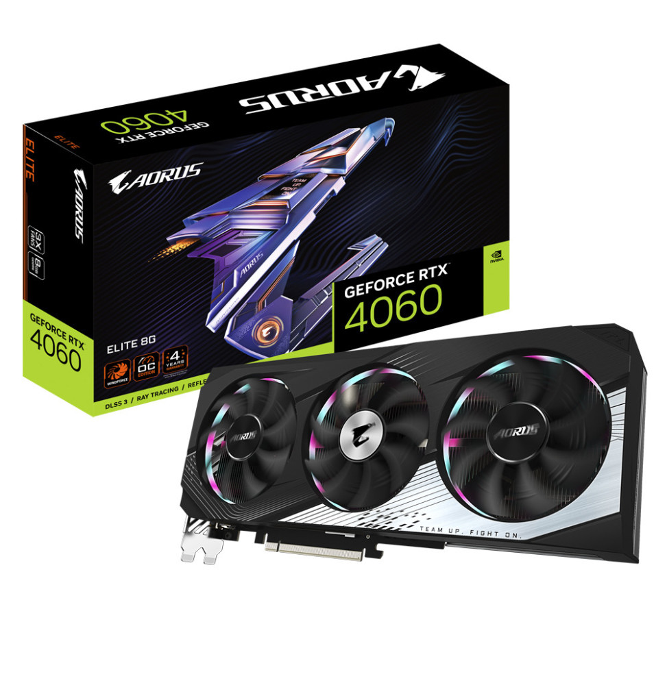 Gigabyte AORUS GeForce RTX 4060 ELITE 8G NVIDIA 8 Go GDDR6 (GV-N4060AORUS E-8GD)