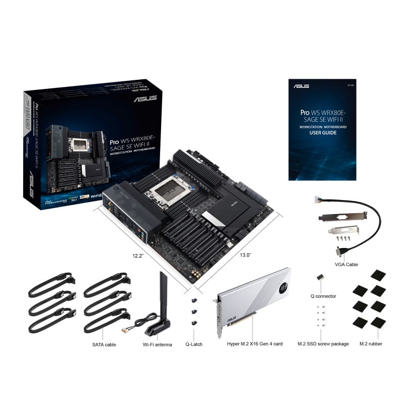 ASUS Pro WS WRX80E-SAGE SE WIFI II AMD WRX80 Emplacement sWRX8 ATX étendu (90MB1E60-M0EAY0) — image 10