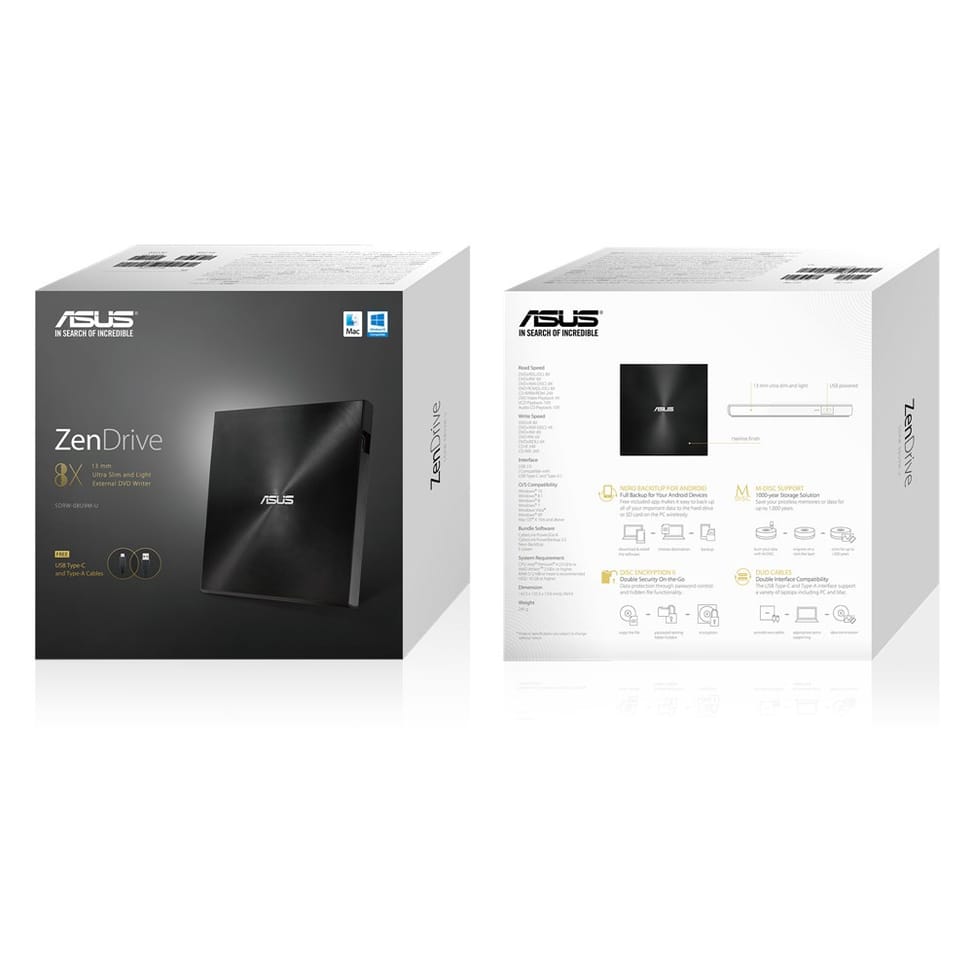 ASUS ZenDrive U9M lecteur de disques optiques DVD±RW Noir (90DD02A0-M29000) — image 6