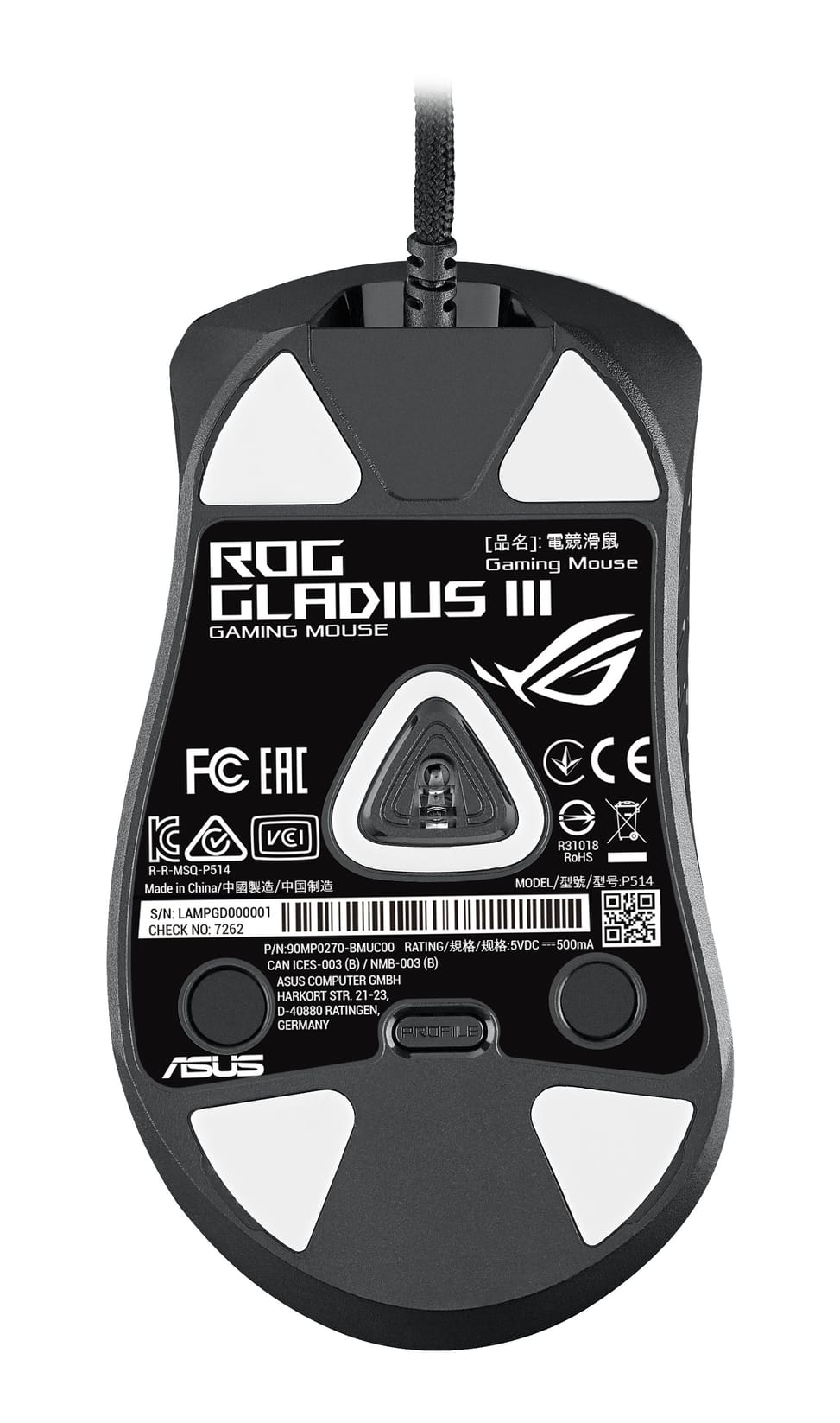 ASUS ROG Gladius III souris Droitier USB Type-A Optique 19000 DPI (90MP0270-BMUA00) — image 3
