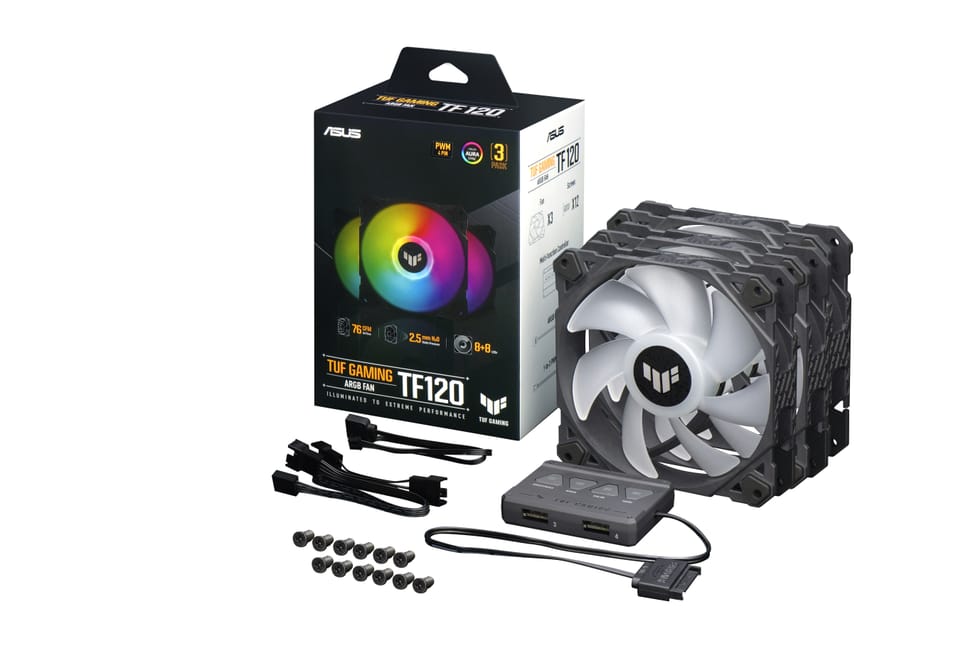 ASUS TUF Gaming TF120 ARGB Fan - Triple Fan Kit with ARGB Controller Boitier PC Refroidisseur d'air 12 cm Noir — image 12